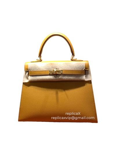 Hermes Kelly Hand Stitched Epsom Leather Tote Bag 25CM 521693