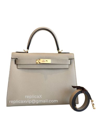 Hermes Kelly Hand Stitched Epsom Leather Tote Bag 25CM 521687