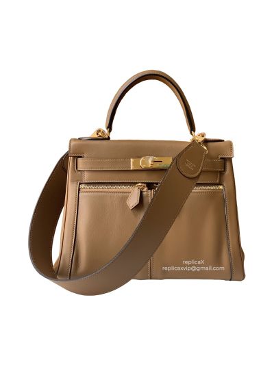 Hermes Kelly Lakis Retourne 28 Swift Leather Shoulder Bag 28CM 522119