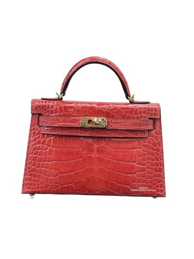 Hermes Kelly Mini Red Crocodile Bag 19CM 524036