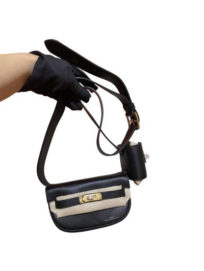 Hermes Kelly Moove Black Leather Shoulder Belt Bag 524039