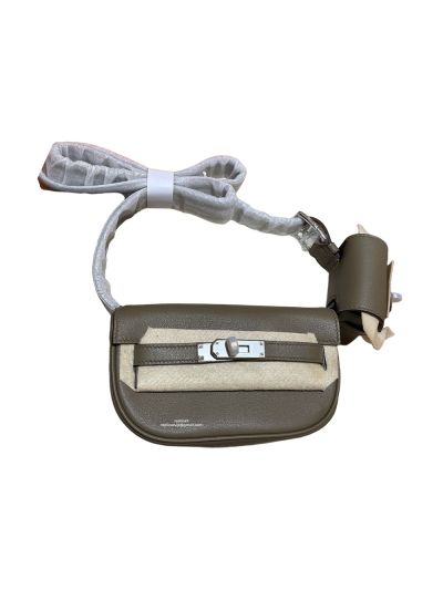 Hermes Kelly Moove Gray Leather Shoulder Belt Bag 524045