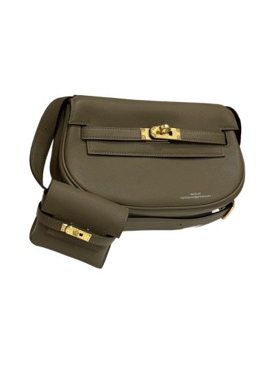 Hermes Kelly Moove Grey Leather Shoulder Belt Bag 524044
