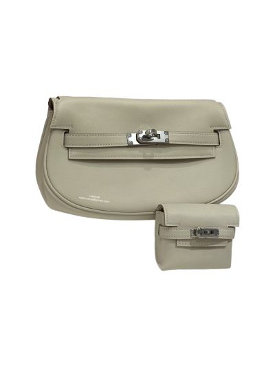 Hermes Kelly Moove Latte White Leather Shoulder Belt Bag 524043