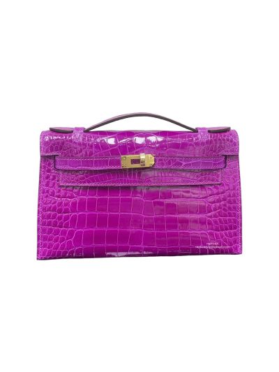Hermes Kelly Pochette Crocodile Leather Bag Light Purple 22CM 523936