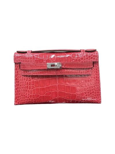 Hermes Kelly Pochette Crocodile Leather Bag Pink 22CM 523933