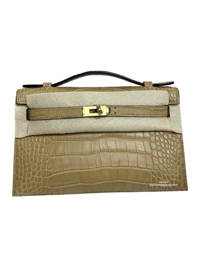 Hermes Kelly Pochette Mini Beige Alligator Crocodile Bag 22CM 523940