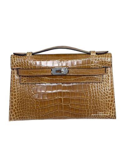 Hermes Kelly Pochette Mini Brown Alligator Crocodile Bag 22CM 523955