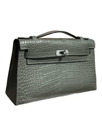 Hermes Kelly Pochette Mini Dark Green Alligator Crocodile Bag 22CM 523959