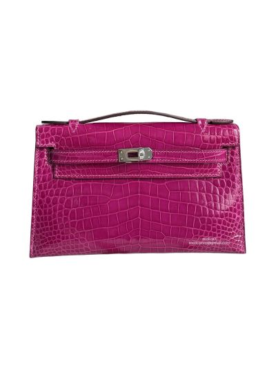 Hermes Kelly Pochette Mini Fuchsia Alligator Crocodile Bag 22CM 523964