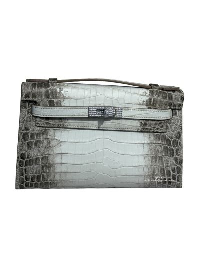 Hermes Kelly Pochette Mini Gray White Alligator Crocodile Bag 22CM 523968