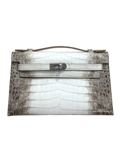Hermes Kelly Pochette Mini Gray White Alligator Crocodile Bag 22CM 524009
