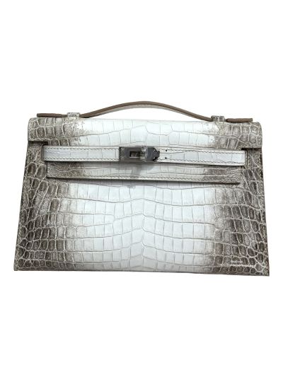 Hermes Kelly Pochette Mini Gray White Alligator Crocodile Bag 22CM 524011