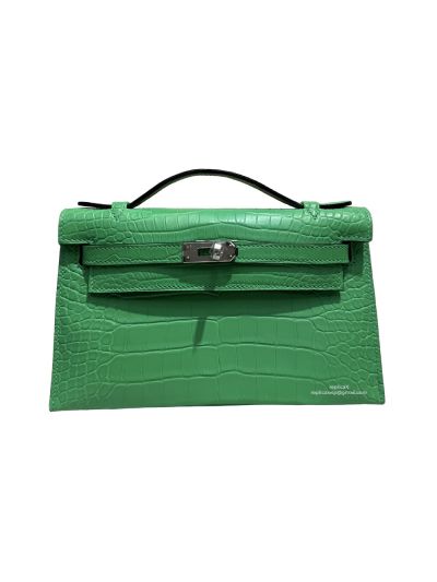 Hermes Kelly Pochette Mini Green Alligator Crocodile Bag 22CM 524012