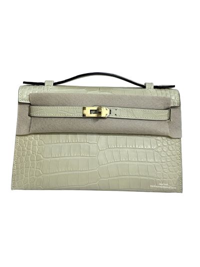 Hermes Kelly Pochette Mini Light Beige Alligator Crocodile Bag 22CM 523840