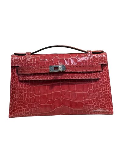 Hermes Kelly Pochette Mini Red Alligator Crocodile Bag 22CM 523859