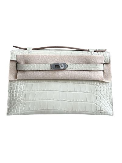 Hermes Kelly Pochette Mini White Alligator Crocodile Bag 22CM 523858