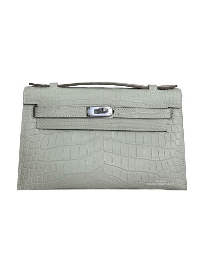 Hermes Kelly Pochette Mini White Alligator Crocodile Bag 22CM 523862