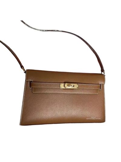 Hermes Kelly Wallet To Go Shoulder Bag Brown Leather 523892