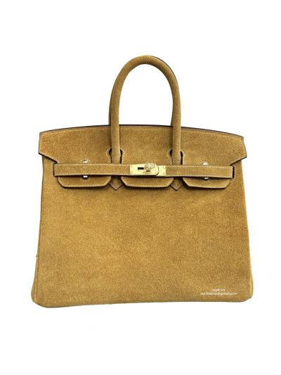 Hermes Limited Edition Birkin 25 Grizzly Suede Leather Tote Bag Beige 25CM 523731