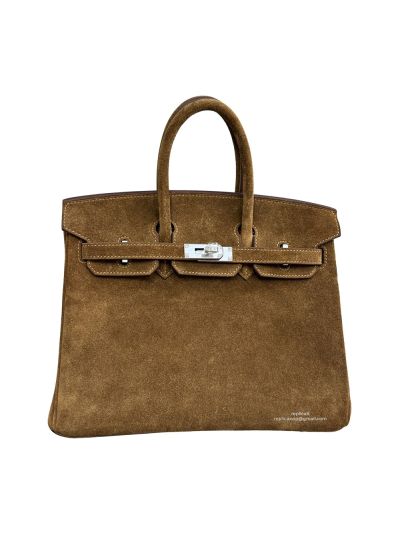 Hermes Limited Edition Birkin 30 Grizzly Suede Leather Tote Bag Brown 30CM 523742