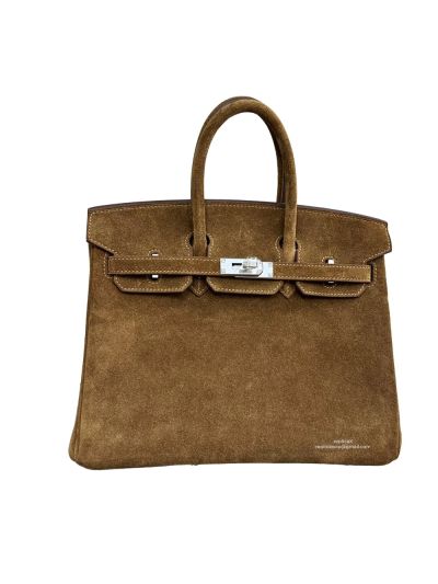 Hermes Limited Edition Birkin 30 Grizzly Suede Leather Tote Bag Brown 30CM 524719