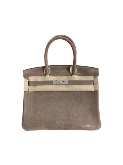 Hermes Limited Edition Birkin 30 Grizzly Suede Leather Tote Bag Grey 30CM 523745