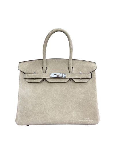 Hermes Limited Edition Birkin 30 Grizzly Suede Leather Tote Bag Light Gray 30CM 525067