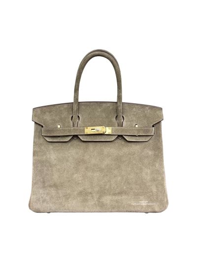 Hermes Limited Edition Birkin 30 Grizzly Suede Leather Tote Bag Light Gray 30CM 525068