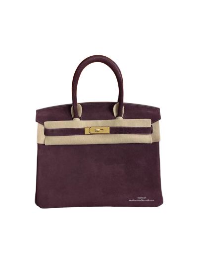 Hermes Limited Edition Birkin 30 Grizzly Suede Leather Tote Bag Purple 30CM 523771