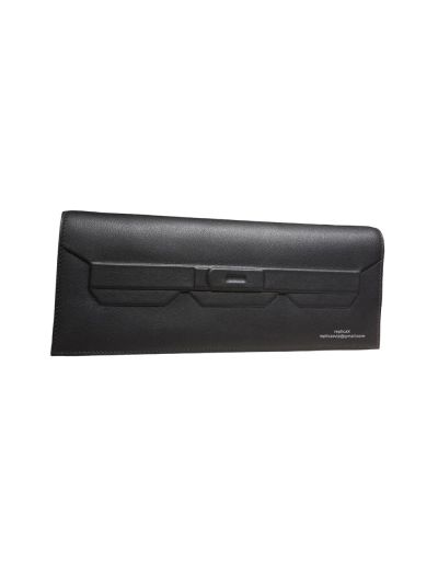 Hermes Limited Edition Black Leather Shadow Birkin Cut Clutch Bag 523773
