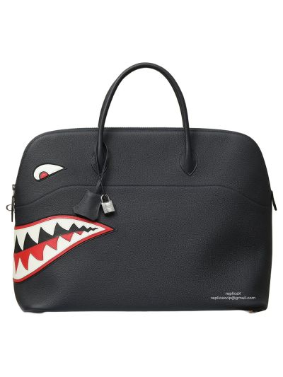 Hermes Limited Edition Bolide 45 Tote Bag Runway Shark Monster Black 45x37x25CM 523734