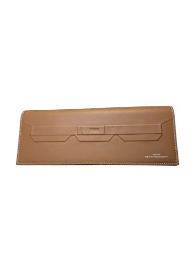 Hermes Limited Edition Brown Leather Shadow Birkin Cut Clutch Bag 523736