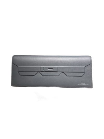 Hermes Limited Edition Dark Gray Leather Shadow Birkin Cut Clutch Bag 523757