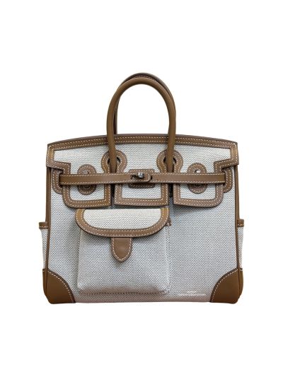 Hermes Limited Edition Desert and Sesame Swift and Canvas Birkin Cargo 25 Tote Bag Brown 25CM 523785