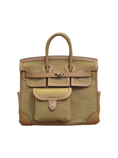 Hermes Limited Edition Desert and Sesame Swift and Canvas Birkin Cargo 25 Tote Bag Brown 25CM 524599