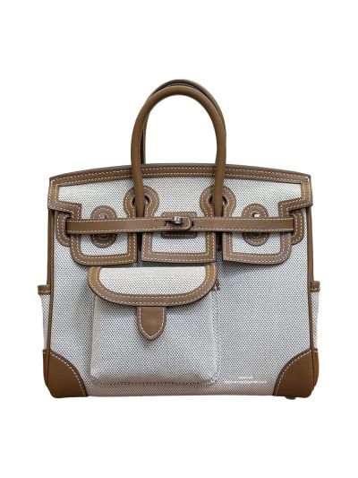 Hermes Limited Edition Desert and Sesame Swift and Canvas Birkin Cargo 25 Tote Bag Brown 25CM 524600