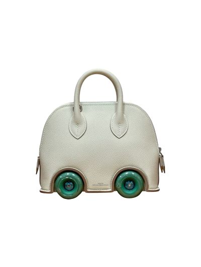 Hermes Limited Edition Mini Bolide 1923 On Wheels Off White Epsom Leather Bag 523829
