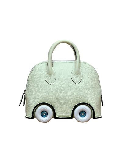  Hermes Limited Edition Mini Bolide 1923 On Wheels White Epsom Leather Bag 523833