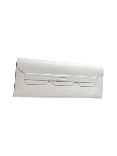 Hermes Limited Edition White Leather Shadow Birkin Cut Clutch Bag 523513
