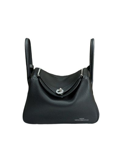 Hermes Lindy 26 Black Calf Leather Shoulder Bag 26x18x14CM 523522