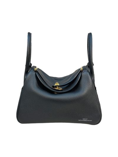 Hermes Lindy 26 Black Leather Shoulder Bag 26x18x14CM 523521