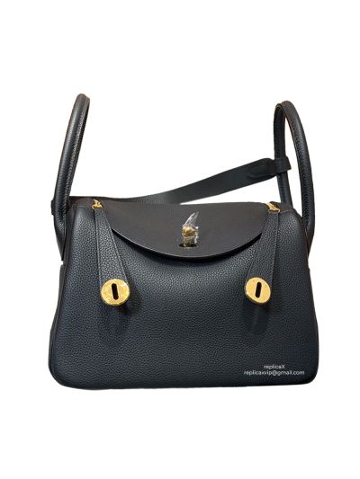 Hermes Lindy Crossbody Bag Black Leather 30CM 522468