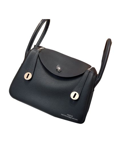 Hermes Lindy Crossbody Bag Black Leather 30CM 522474