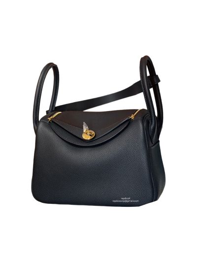 Hermes Lindy Crossbody Bag Black Leather 30CM 523549