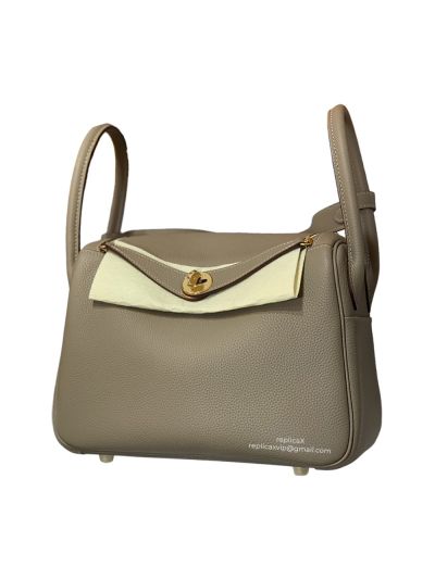 Hermes Lindy Crossbody Bag Grey Leather 30CM 522462
