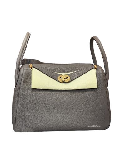 Hermes Lindy Crossbody Bag Grey Leather 30CM 523619
