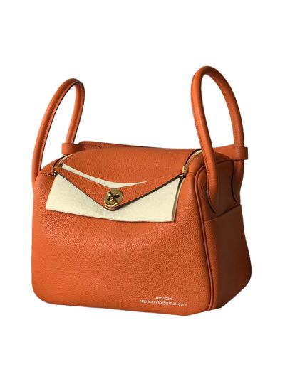 Hermes Lindy Crossbody Bag Orange Leather 30CM 522466