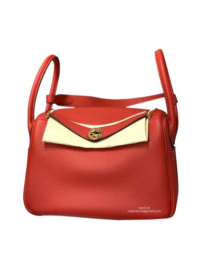 Hermes Lindy Crossbody Bag Red Leather 30CM 522463