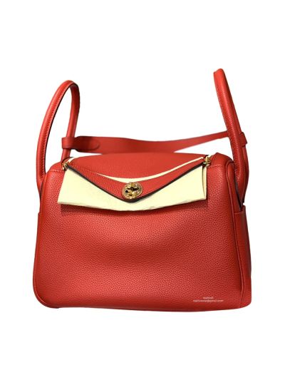 Hermes Lindy Crossbody Bag Red Leather 30CM 523621